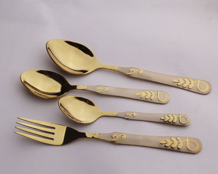 Dolphin Stainless Steel 29 Pcs PVD Coating Cutlery Set With Stand - SV With Chrome Stand