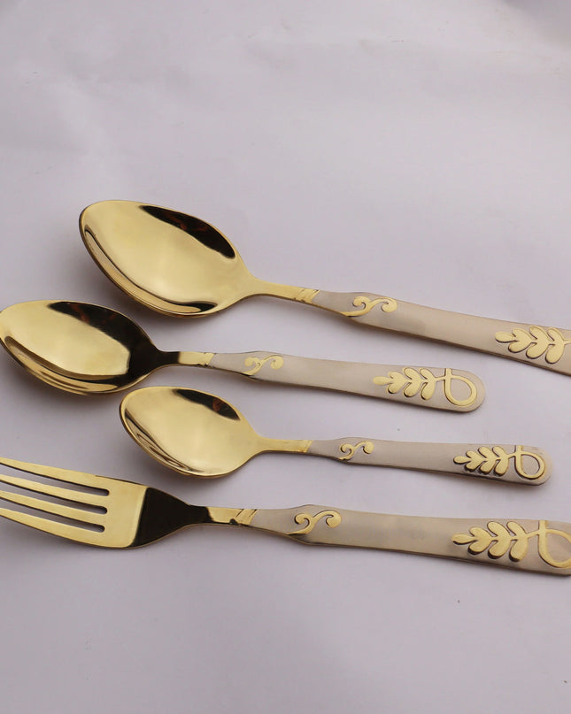 Dolphin Stainless Steel 29 Pcs PVD Coating Cutlery Set With Stand - SV With Chrome Stand