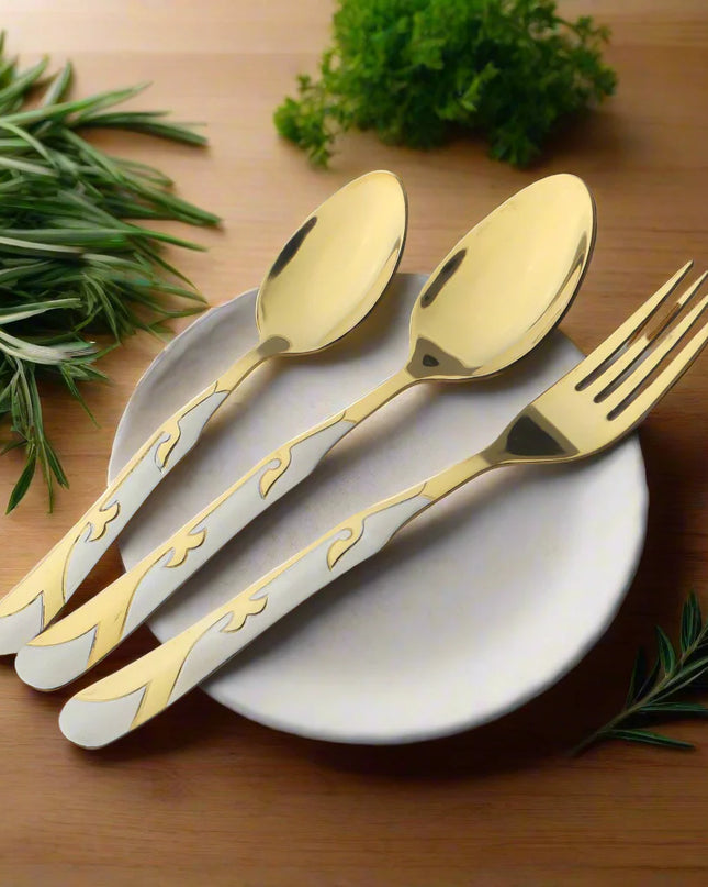 Dolphin Stainless Steel PVD Coated 28 Pcs Cutlery Set - DF With Stand