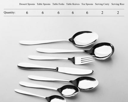 Dolphin Stainless Steel 11 Gauge 34 Pcs Cutlery Set Premium Quality - Plain
