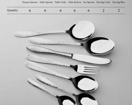 Dolphin Stainless Steel 11 Gauge 34 Pcs Cutlery Set Premium Quality - Hammer