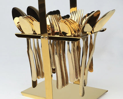 Dolphin Stainless Steel PVD Gold Plated Tiffin Cutlery Stand  - Only Stand