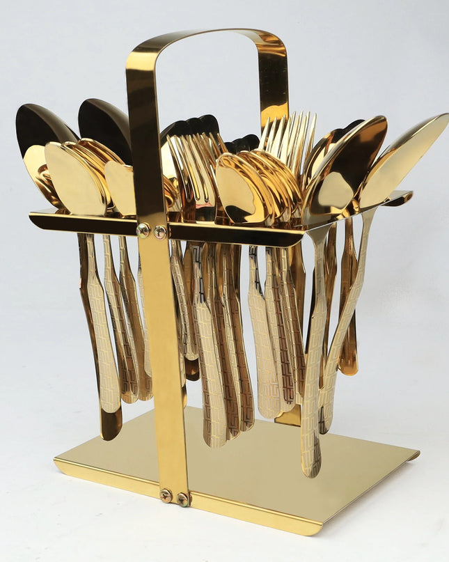 Dolphin Stainless Steel PVD Gold Plated Tiffin Cutlery Stand  - Only Stand