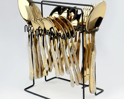 Dolphin Stainless Steel PVD Coated 28 Pcs Cutlery Set - DF With Stand