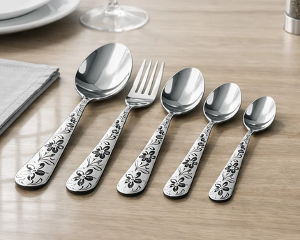 Dolphin 28 Pcs Stainless Steel Cutlery Set - New Flower