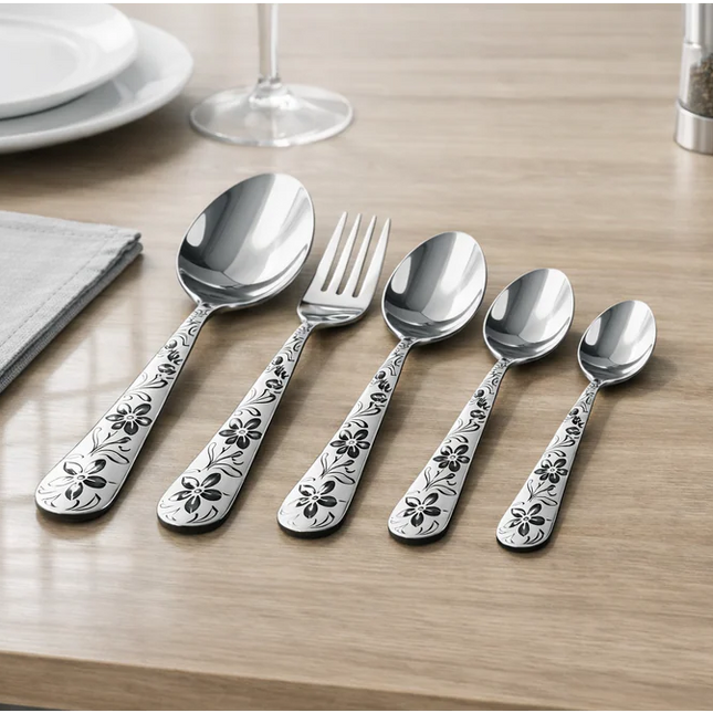 Dolphin 28 Pcs Stainless Steel Cutlery Set - New Flower