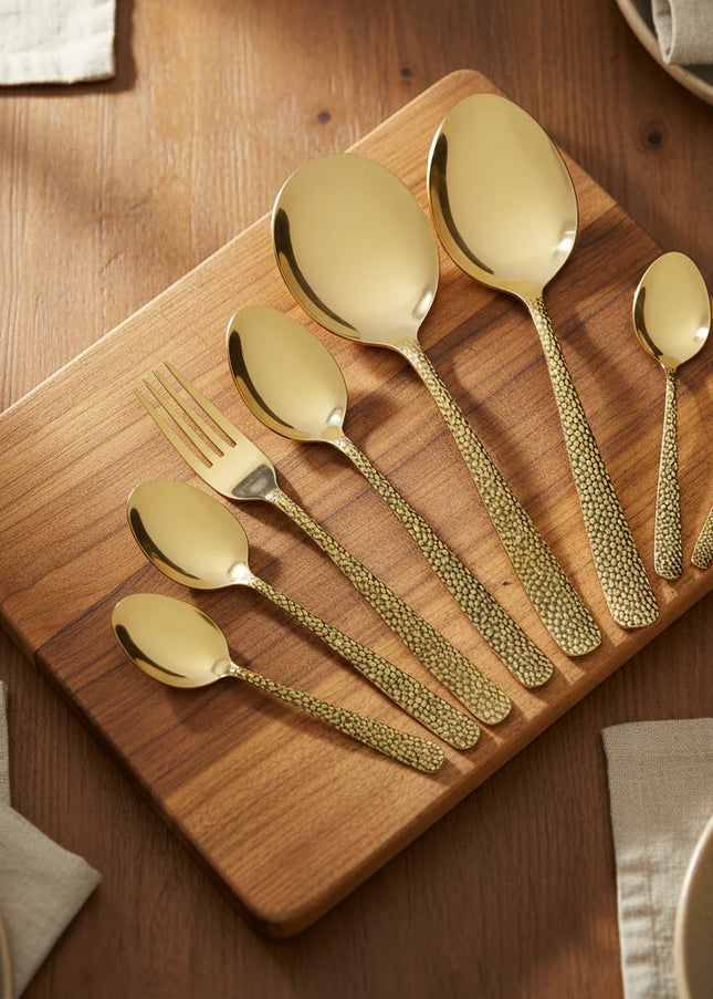 Dolphin Stainless Steel 28 Pcs PVD Coating Gold Plated Cutlery Set - Elegant Hammar