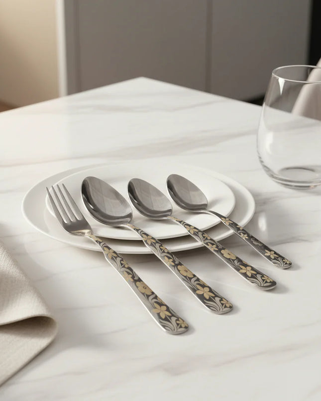 stainless steel cutlery set 29 pcs with stand at best price from best cutlery brand in Pakistan - dolphin industries