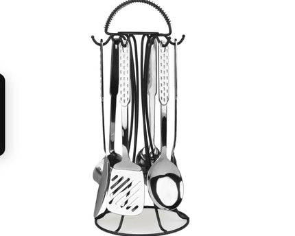Dolphin 7 Pcs Stainless Steel Serving Spoon With Stand