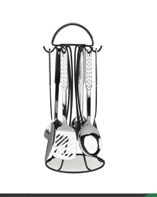 Dolphin 7 Pcs Stainless Steel Serving Spoon With Stand