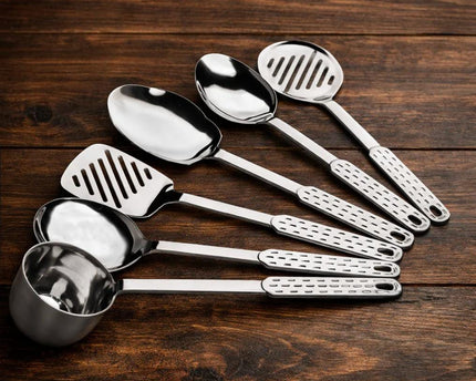Dolphin 7 Pcs Stainless Steel Serving Spoon With Stand