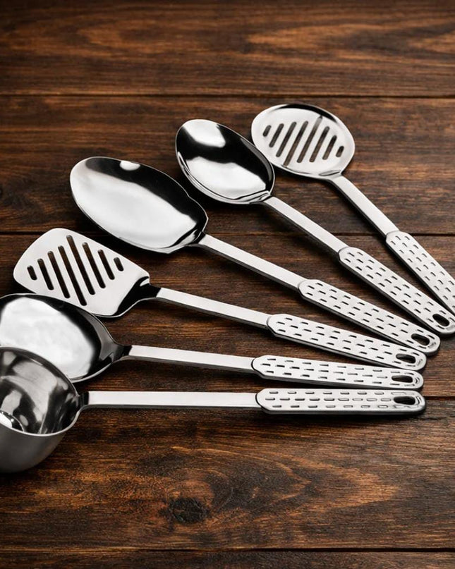 Dolphin 7 Pcs Stainless Steel Serving Spoon With Stand