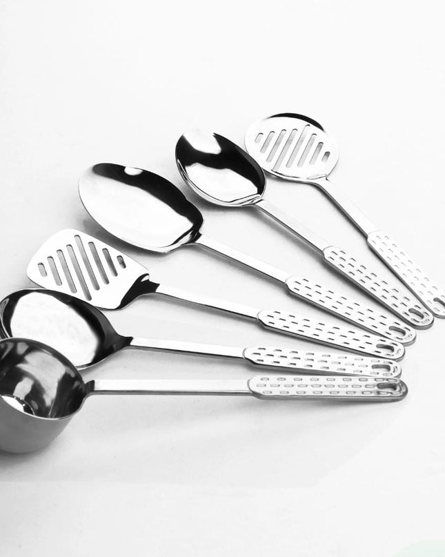 Dolphin 7 Pcs Stainless Steel Serving Spoon With Stand